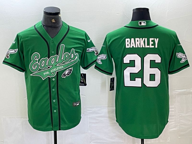 Men Philadelphia Eagles #26 Barkley Green 2024 Nike Co branded NFL Jersey style 7